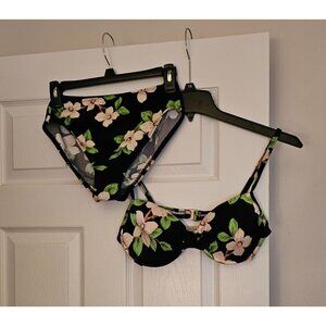 VTG NWOT Jones New York Floral High-Waisted Bikini Top Sz 12 Bottom Sz 10 READ